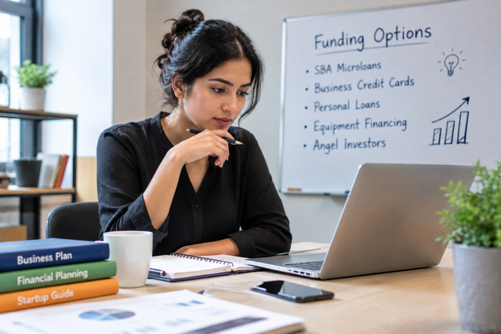Young entrepreneur exploring funding options for a startup business loans with no revenue
