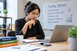 Young entrepreneur exploring funding options for a startup without revenue
