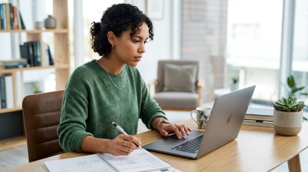 Business professional reviewing social media strategy and analytics on a laptop representing Social Media Marketing Packages